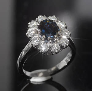 Brillant-Saphirring, ca. 1.05 und 1.50 ct.