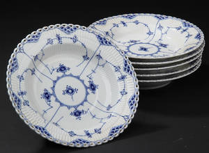 Royal Copenhagen Musselmalet, helblonde, 6 dybe middagstallerkener 6