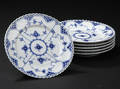 Royal Copenhagen Musselmalet, helblonde, 6 flade frokosttallerkener 6