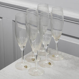 CHAMPAGNEGLAS, kristall, Orrefors, 6st
