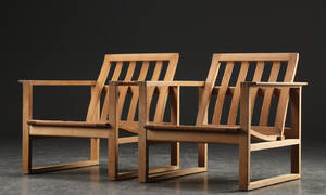 Børge Mogensen. To slædestole af egetræ, model 2254 2