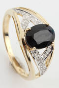 Safir- og diamantring