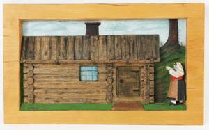 Träskuren och bemålad tavla, sigenrad J.Elings, 1944