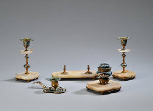 Skrivebordsgarniture af Limoges emalje, ca. 1880 5