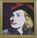 ANDY WARHOL. Efter. Färgoffset, Ingrid with hat, 1983.