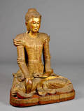 Stor siddende buddha af træ. Thailand, 1900-tallets slutning