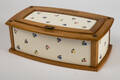 Brotkorb, Holz, Emaille, Blumenmuster