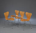 Arne Jacobsen. Fire Syverstole, model 3107, oregon pine  4