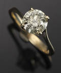Diamantring 14 kt, med diamant 1,57 ct