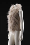 Fur Living. Strikket vest kantet med tibetansk mohair, beige. Str. XLXXL