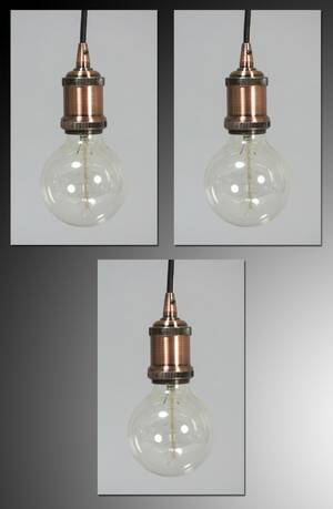 Et sæt på tre pendler med fatning i antik kobber-finish, model Ohio. 3