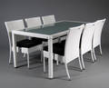 Havemøbelsæt i hvid polyrattan - Model Hua Hin - Bord  6 stole