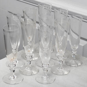 CHAMPAGNEGLAS, 9 st, slipad dekor