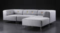 Seville modulsofa med puf, lys grå med gul-orange knapper