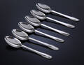 Georg Jensen. Kugle 6 frokostdessertskeer af let hammerslået sterlingsølv 
