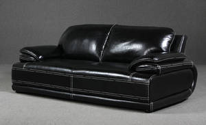 Tre-pers. sofa, sort læder