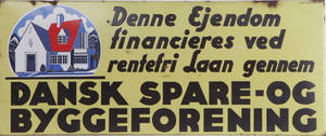 Emaljeskilt fra Glud Marstrand. Dansk Spare- og byggeforening