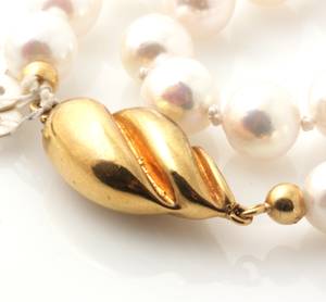 Kulturperle collier med lås af 14 kt. guld