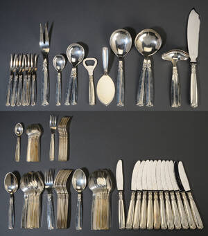 En stor samling bestik af plet ca. 90