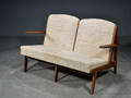 To - pers. sofa ca 195060, teak og uld