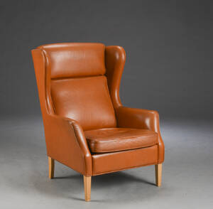 Øreklapstol, brun læder