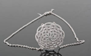 18K diamond necklace diamond pendant approx. 0.92 ct