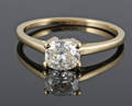 Solitaire ring in 18k set with cushion cut diamond 0.80 ct
