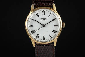 Flora. Vintage herrearmbåndsur, forgyldt. Ref.nr. 01033