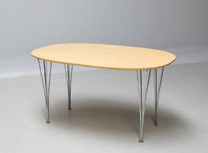 Piet Hein 1905-1996  Bruno Mathsson 1907-1988. Super Ellipse spisebord  Denne auktion er annulleret - se nu vare 1954145