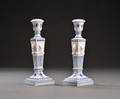 Royal Copenhagen. Et par Musselmalede riflede lysestager 2