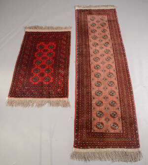 To afghanske tæpper, 250x75 og 25x75 cm. 