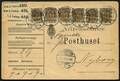 AFA 27B 1895. Tofarvet, 16 Øre, gråbrun par og 4-stribe på Adressebrev for 3 pakker sendt fra KJØBENHAVN 28.3.1901 til Fredericia