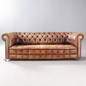 Chesterfield, soffa, skinn