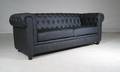 Chesterfield. Tre-pers sofa, sort