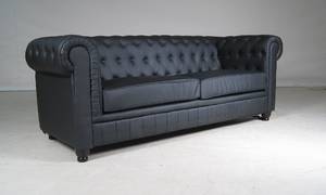 Chesterfield. Tre-pers sofa, sort