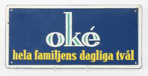 Reklamskylt i bemålad plåt, Oké