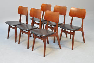 Slagelse Møbelværk. Sæt på seks stole i teak6