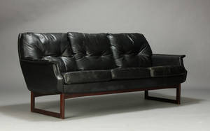 Tre-pers. sofa, dansk møbelproducent, sort skind