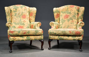 Wade, par Edward Wing Chair betrukket med blomstret betræk 2