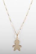 Necklace with boy motive pendant in 14k