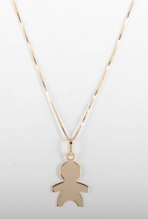 Necklace with boy motive pendant in 14k
