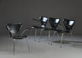 Arne Jacobsen. Fire armstole, Syveren, model 3207, sort læder 4 