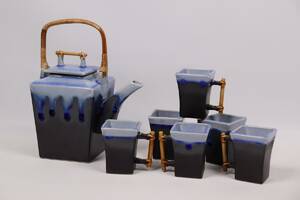 Kaffeservis, Thailand, keramik och bambu, 7 delar