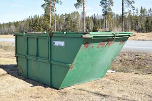Sopcontainer med låsbara luckor, 350x175 cm, H 140 cm
