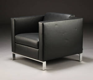 Walter Knoll. Lænestol, sort skind, model Foster 510, udstillingsmodel