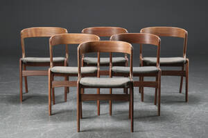 Seks stole, teaktræ og uld, dansk møbelproducnt 6