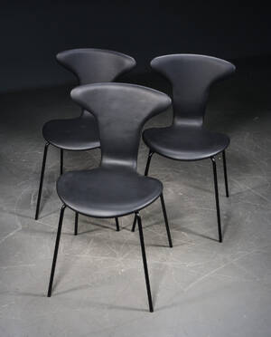 Arne Jacobsen, Munkegaardsstole, sort læder 3 
