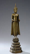 Stående thaliandsk buddha af bronze, 1900-tallet