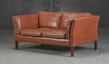 To-pers. sofa i brunt læder