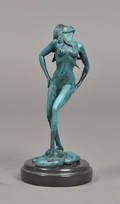 Erotisk figur af grønpatineret bronce